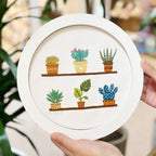 European Floral Embroidery DIY Kit | 3D Botanical Needlework Small Art Beginner-Friendly Starter Set- Set Sulaman Tangan