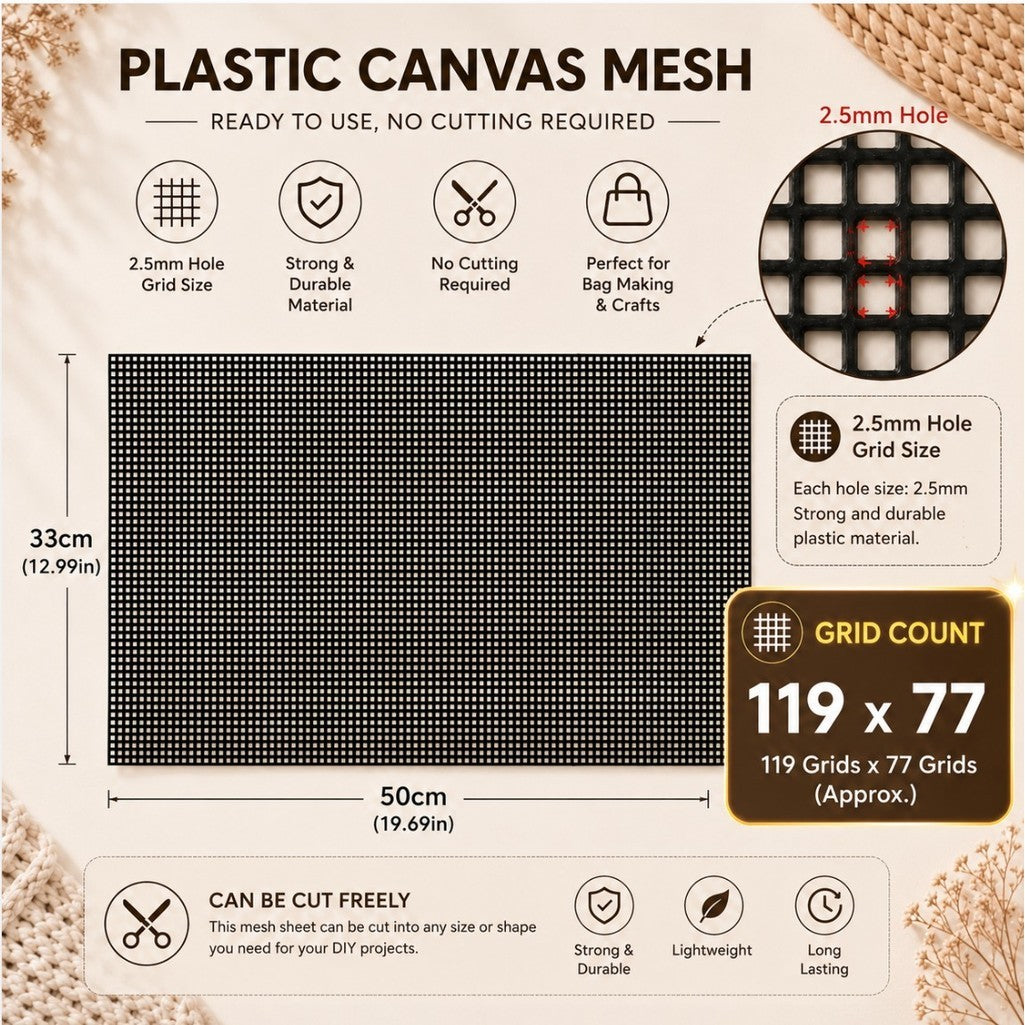 DIY Plastic Canvas Mesh for Handbag Making | Plastic Mesh Sheets | Craft Grid Canvas | Bag Grid | Jaring Plastik DIY Beg