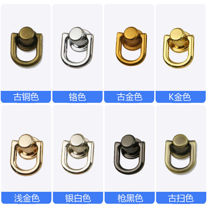 1 pair - Metal Bag D-Ring Connector | Screw Fixed Side Ring | Bag Strap Loop | Stud Screw D-Ring