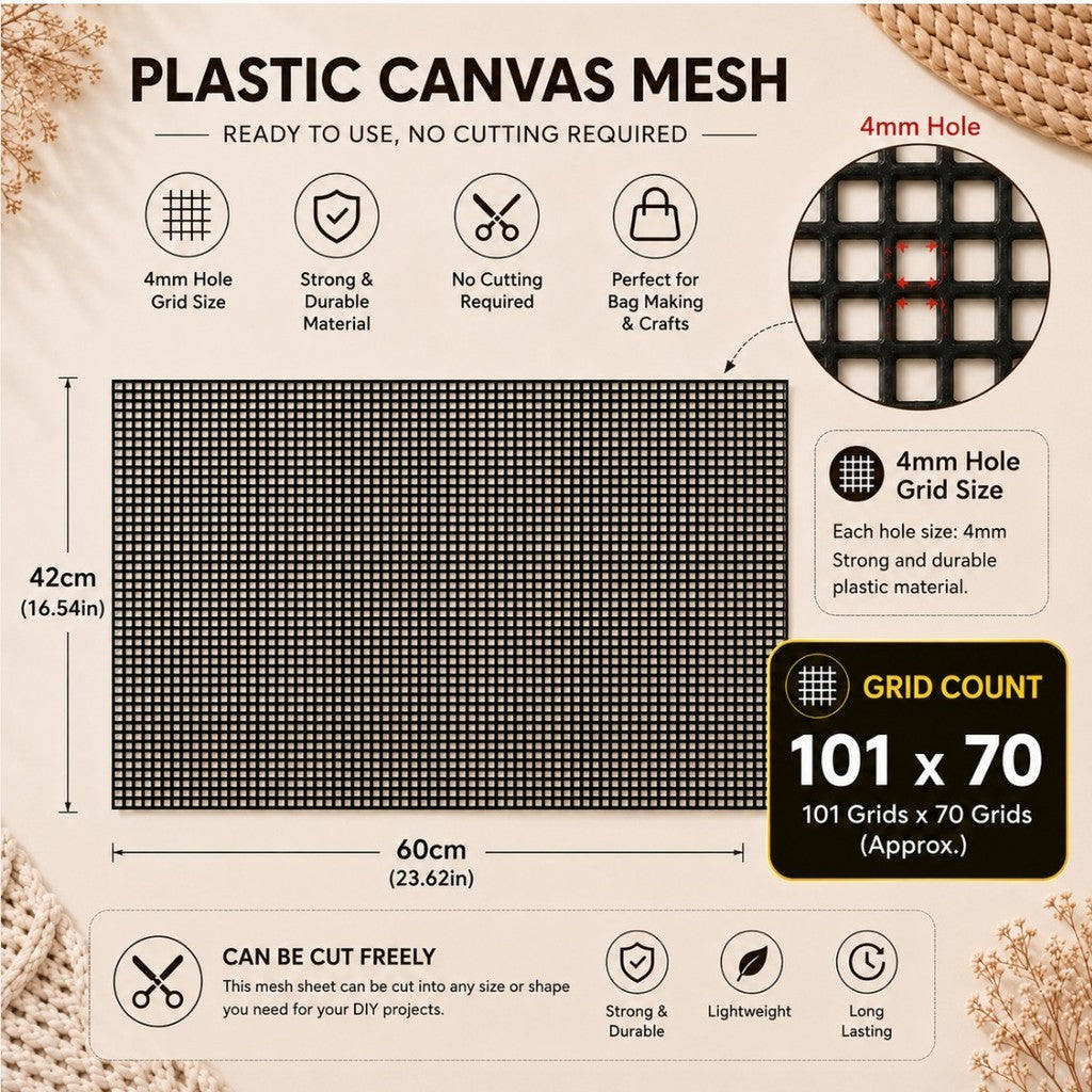 DIY Plastic Canvas Mesh for Handbag Making | Plastic Mesh Sheets | Craft Grid Canvas | Bag Grid | Jaring Plastik DIY Beg