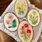 DIY 3D Ribbon Embroidery Kit | European Floral Hand Embroidery Set with Threads & Needles | Home Wall Decor for Beginner