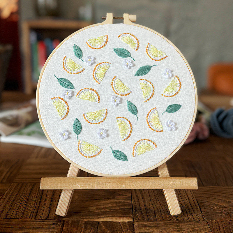 European Floral Embroidery DIY Kit | 3D Botanical Needlework Small Art Beginner-Friendly Starter Set- Set Sulaman Tangan