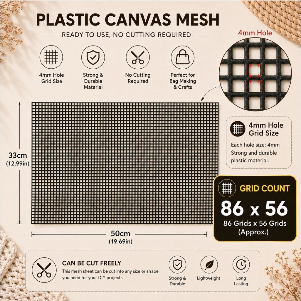 DIY Plastic Canvas Mesh for Handbag Making | Plastic Mesh Sheets | Craft Grid Canvas | Bag Grid | Jaring Plastik DIY Beg