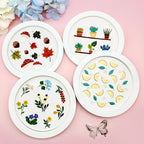 European Floral Embroidery DIY Kit | 3D Botanical Needlework Small Art Beginner-Friendly Starter Set- Set Sulaman Tangan