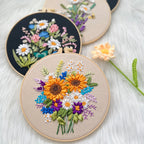 DIY 3D Ribbon Embroidery Kit | European Floral Hand Embroidery Set with Threads & Needles | Home Wall Decor for Beginner