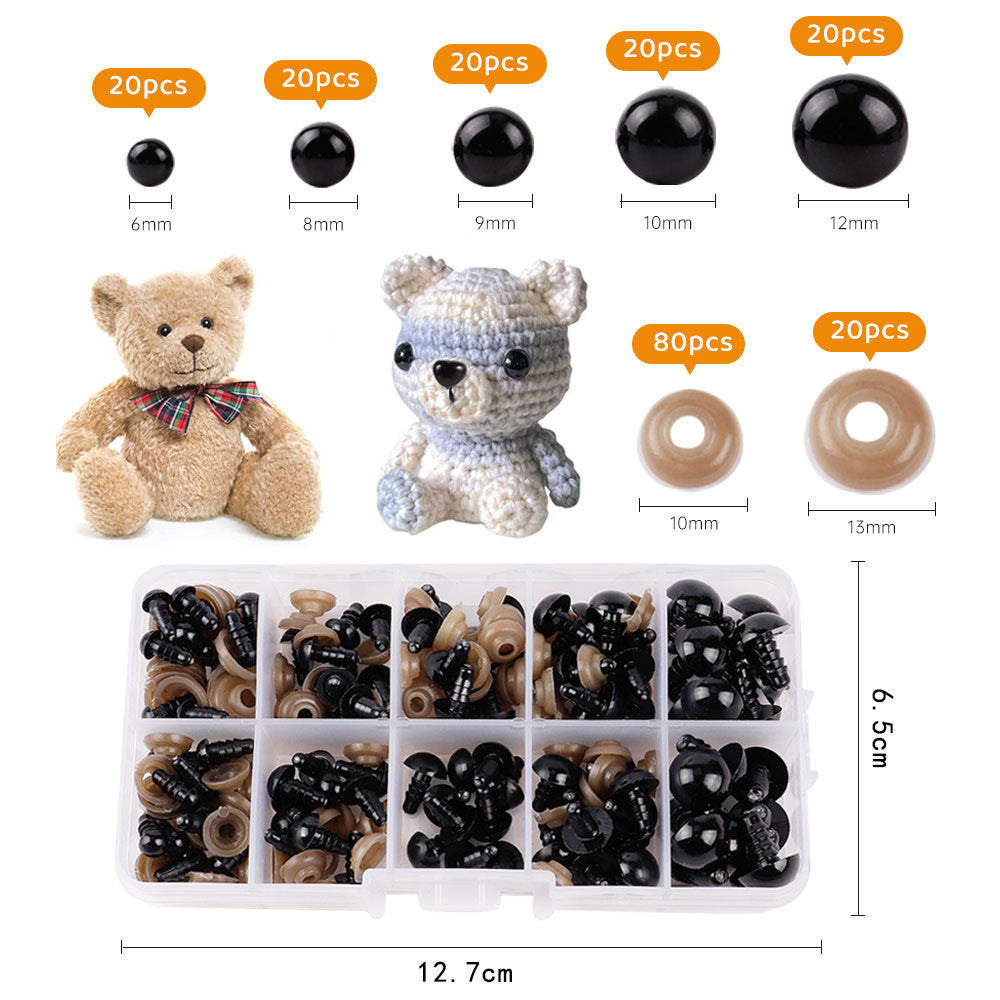 1 Box - Safety Eyes & Noses DIY Craft Accessories Set for Dolls, Teddy Bears & Plush Toys – Assorted Sizes Box