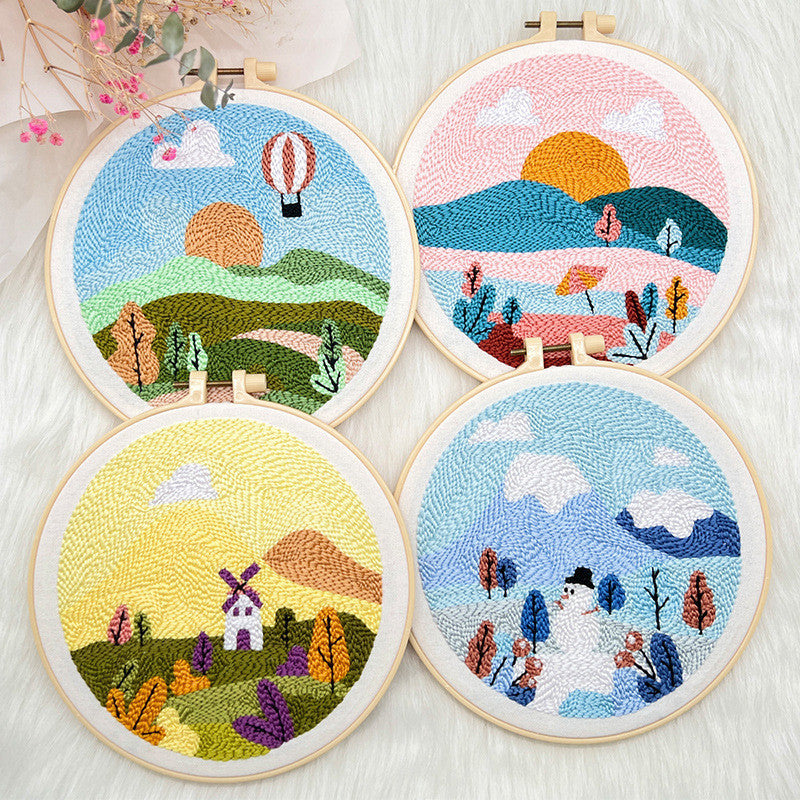 DIY Punch Needle Embroidery Kit | Team Building Craft Kit, Kids-Friendly Punch Needle Set | Russian Poke Needle