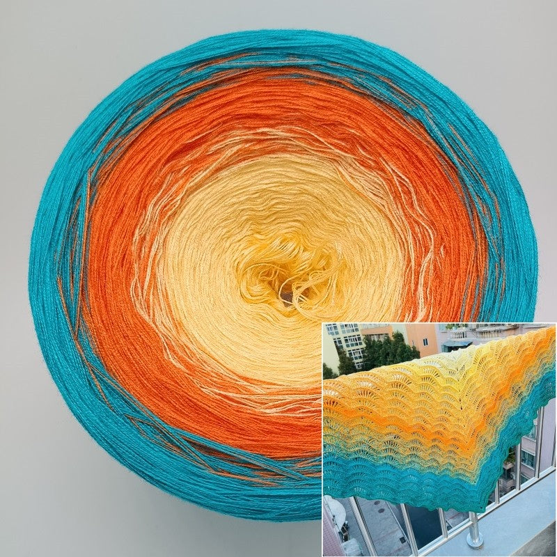 300g Fairy Lace Cotton Yarn – Gradient Rainbow Cake Yarn for Knitting & Crochet Shawl, Soft Summer Cotton Thread