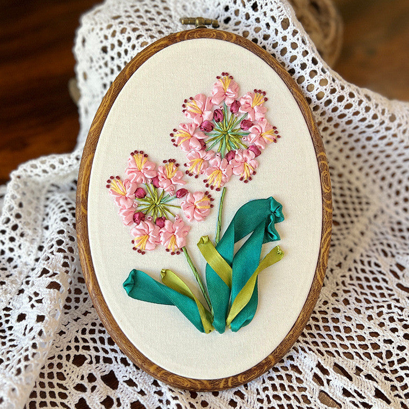 DIY 3D Ribbon Embroidery Kit | European Floral Hand Embroidery Set with Threads & Needles | Home Wall Decor for Beginner