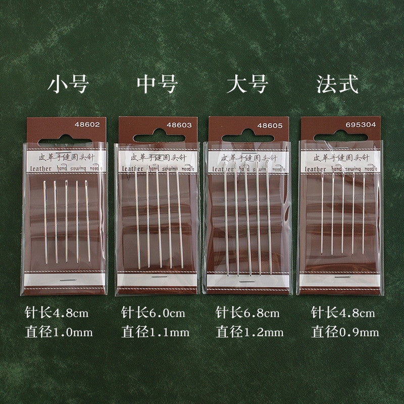 Round-Tip Needles (Set of 5) | Hand Sewing Needles for Leather Craft DIY, Wax Thread Stitching, Non-Triangle Tip