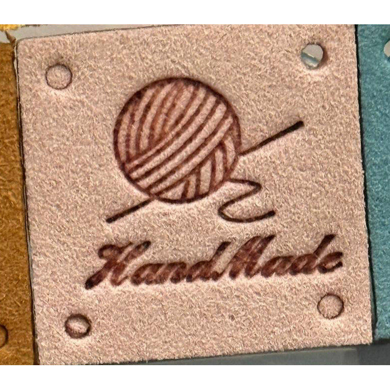 5pcs Handmade Microfiber Label Tag Color Tag Square Size Tag 彩色标签handmade毛线球四孔麂皮绒超纤皮标