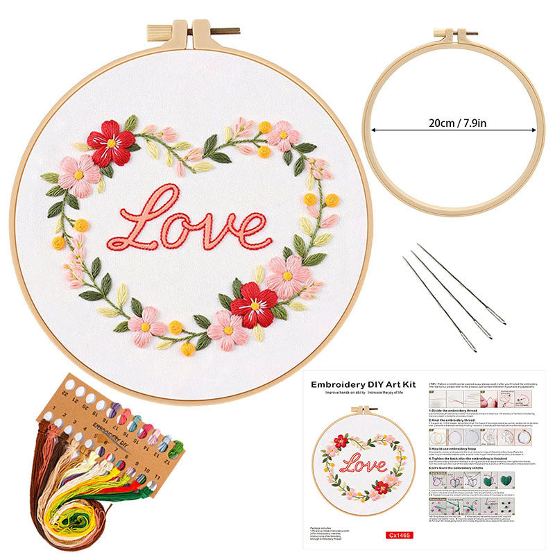 DIY Embroidery Kit Flower Bouquet Pattern | Sunflower Vase Hand Embroidery Starter Kit | Needlework  Set Sulaman Tangan