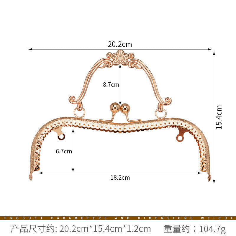 Embossed M-Shape Plum Blossom Metal Purse Frame DIY Handbag Hardware Clasp Lock | Kiss Lock Frame