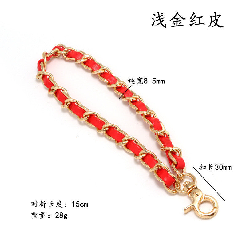 15cm Detachable Phone Wrist Strap | Luxury Metal Chain with PU Leather | Anti-Drop Hand Strap | Stylish & Durable