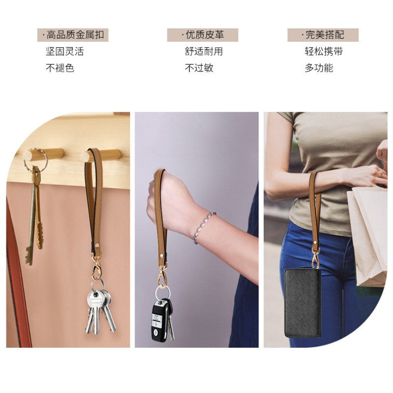 21cm- PU Leather Short Bag Strap Detachable Wrist Strap with Metal Hook Anti-Loss Hand Handle