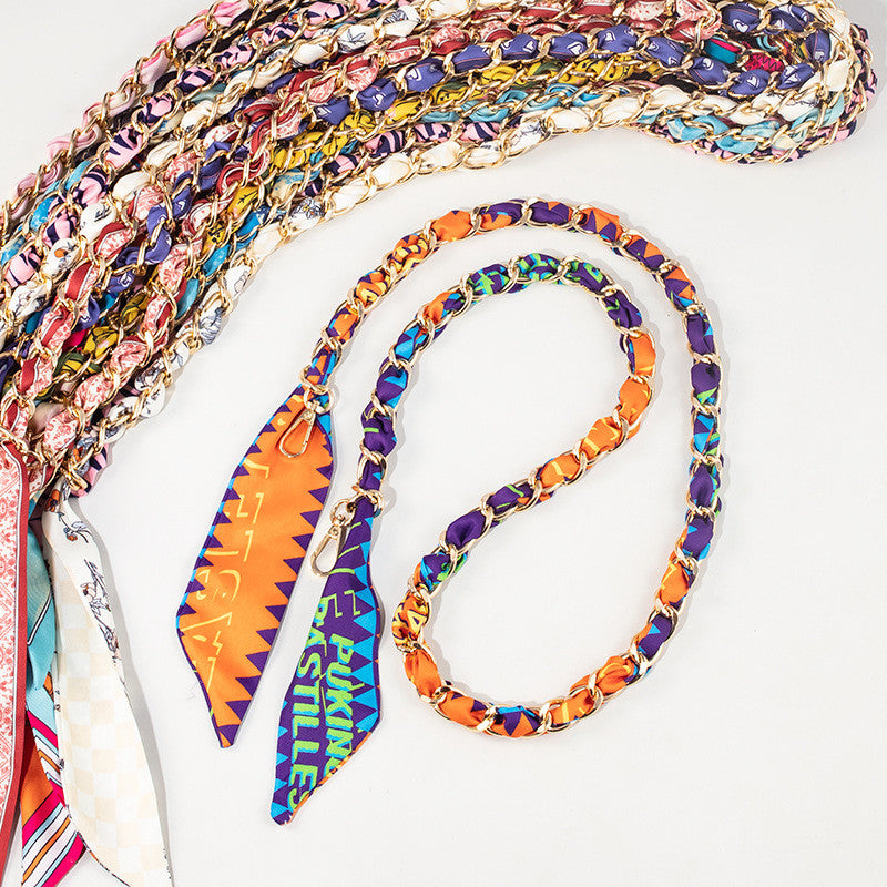 115cm Scarf Woven Bag Chain Strap | Decorative Shoulder Strap | Crossbody Replacement Chain | Sling Bag Tali/ Rantai Bag
