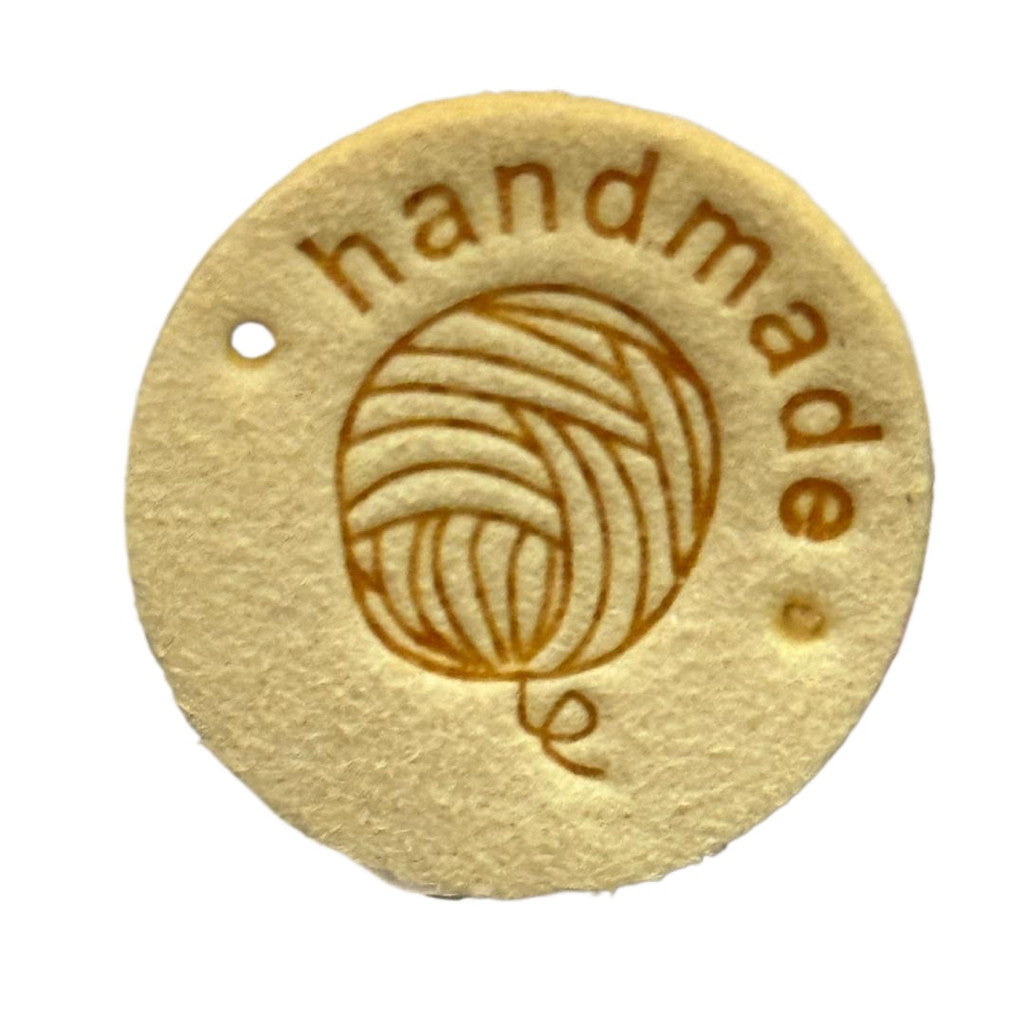 5pcs Handmade Microfiber Label Tag Color Tag O Size Tag 彩色标签handmade圆形两孔压花麂皮绒皮标