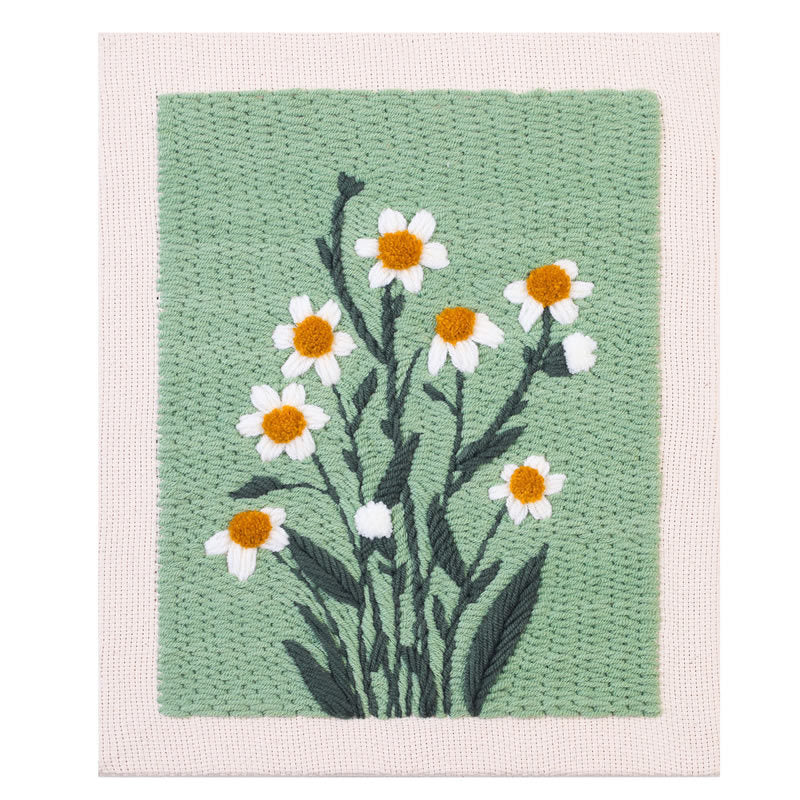 Punch Needle Embroidery Kit with Hoop & Tool | DIY Rug Punch Kit Flower Pattern | Russian Poke Needle Set