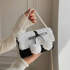 Cute PU Leather Bow Decoration | DIY Bag Accessory | Crochet Bag Charm | Handbag Decoration | Aksesori Beg