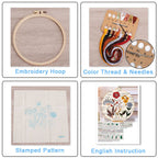 DIY Embroidery Kit Flower Bouquet Pattern | Sunflower Vase Hand Embroidery Starter Kit | Needlework  Set Sulaman Tangan