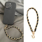 15cm Detachable Phone Wrist Strap | Luxury Metal Chain with PU Leather | Anti-Drop Hand Strap | Stylish & Durable