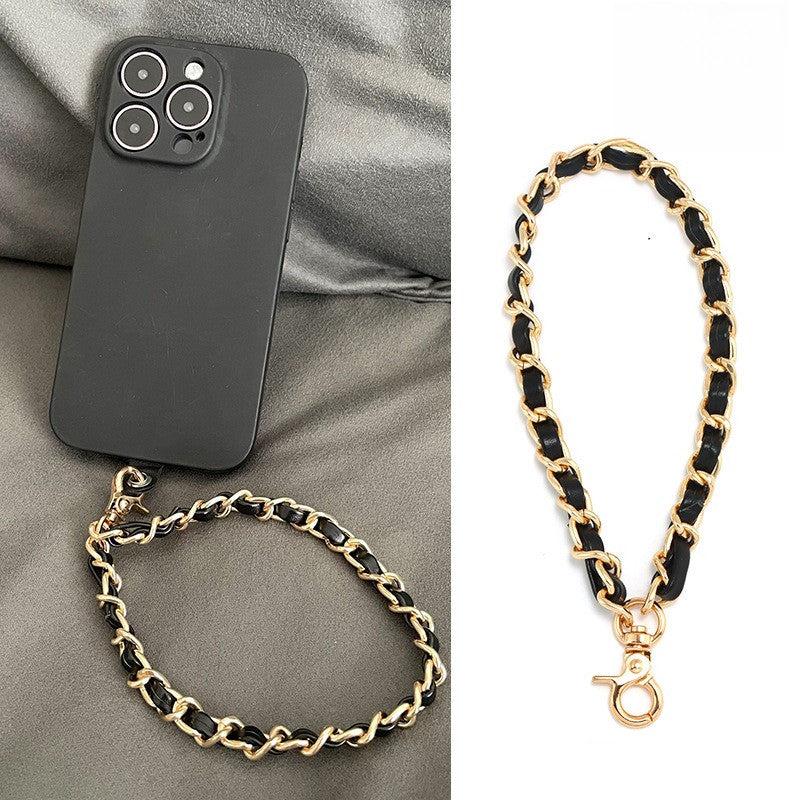 15cm Detachable Phone Wrist Strap | Luxury Metal Chain with PU Leather | Anti-Drop Hand Strap | Stylish & Durable