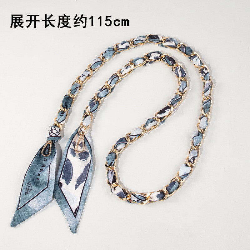 115cm Scarf Woven Bag Chain Strap | Decorative Shoulder Strap | Crossbody Replacement Chain | Sling Bag Tali/ Rantai Bag