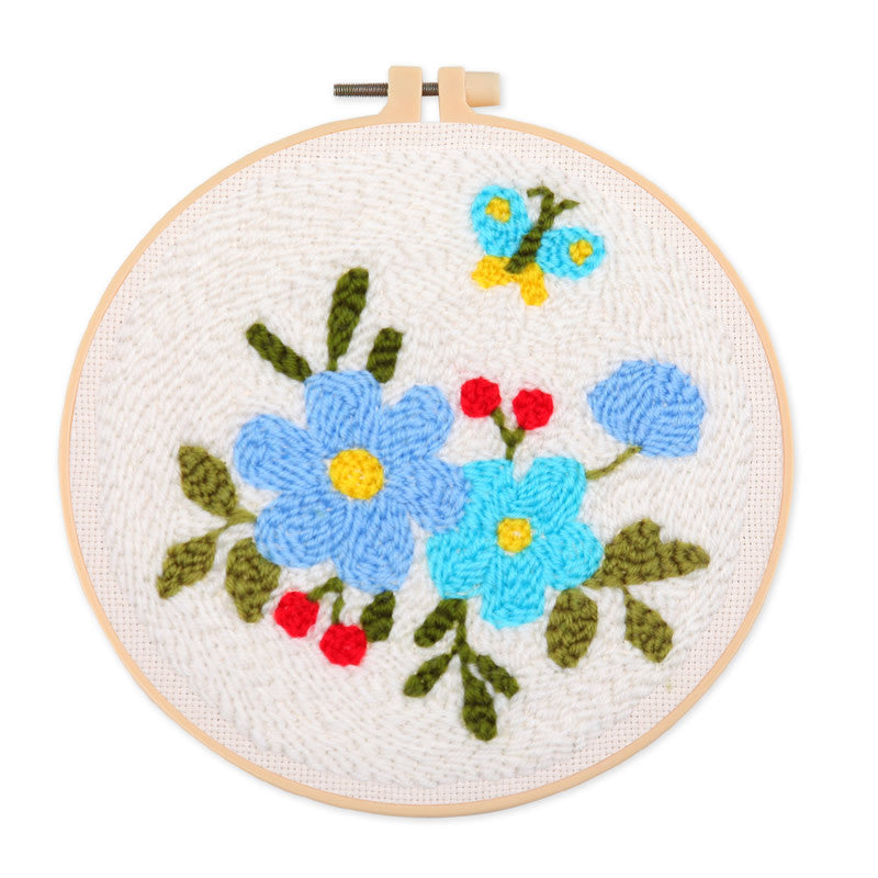 Punch Needle Embroidery Kit with Hoop & Tool | DIY Rug Punch Kit Flower Pattern | Russian Poke Needle Set