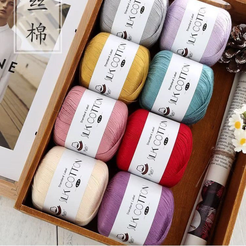 No.6 Lace Yarn | 50g Silk Cotton Lace Yarn for Crochet & Knitting Clothes | Hat | Doll | Benang Kait | 6号蕾丝线真丝棉线