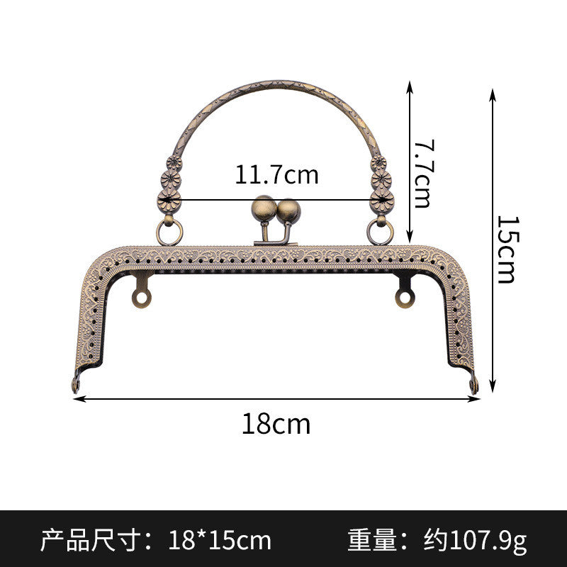 Embossed M-Shape Plum Blossom Metal Purse Frame DIY Handbag Hardware Clasp Lock | Kiss Lock Frame