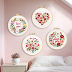 DIY Embroidery Kit Flower Bouquet Pattern | Sunflower Vase Hand Embroidery Starter Kit | Needlework  Set Sulaman Tangan