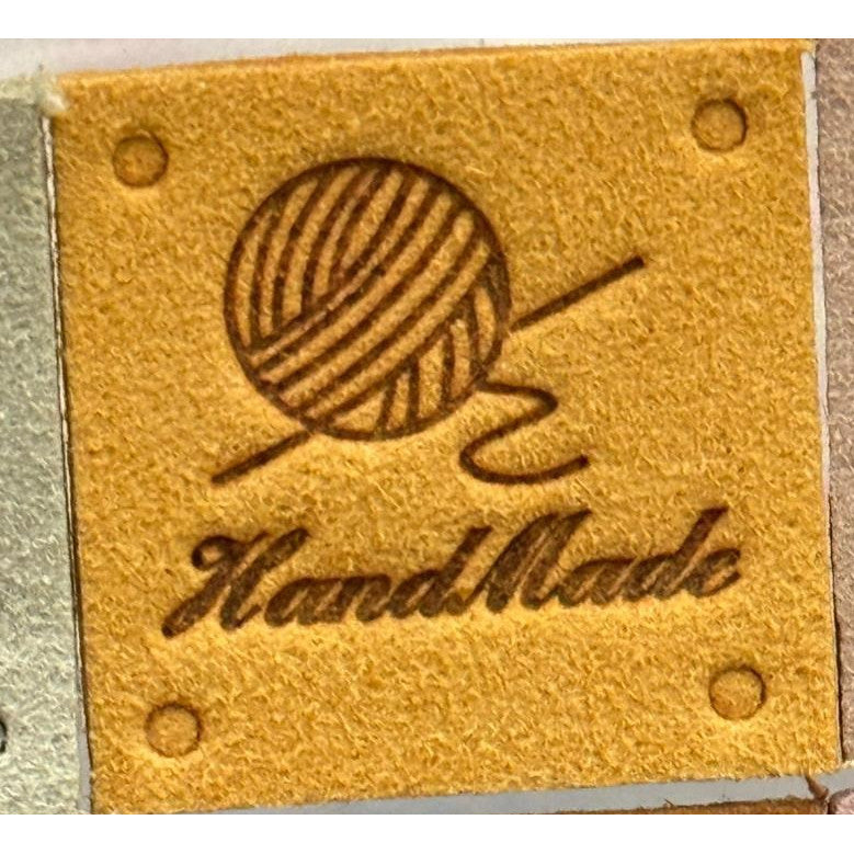 5pcs Handmade Microfiber Label Tag Color Tag Square Size Tag 彩色标签handmade毛线球四孔麂皮绒超纤皮标