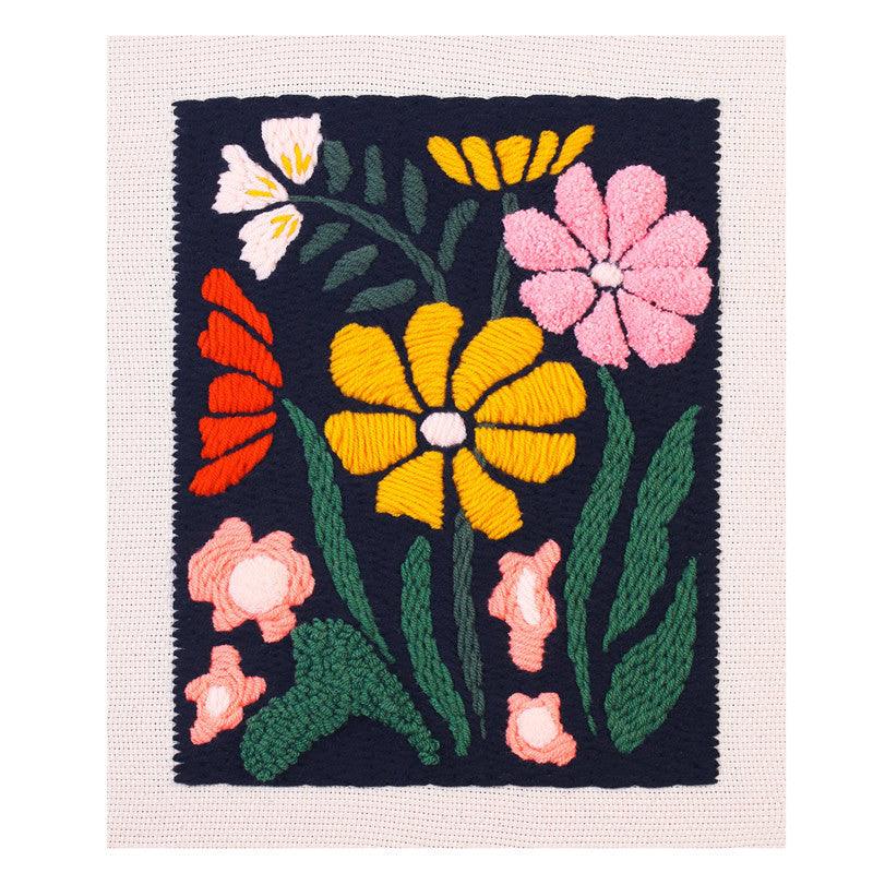 Punch Needle Embroidery Kit with Hoop & Tool | DIY Rug Punch Kit Flower Pattern | Russian Poke Needle Set