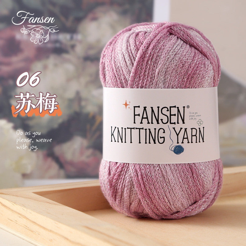 2.5mm Glitter Gradient Yarn | Graffiti Style Hollow Cotton Crochet Yarn | Benang Kait | Bag Crochet Yarn