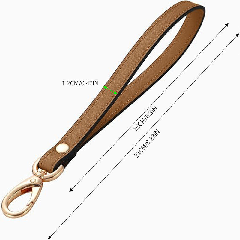 21cm- PU Leather Short Bag Strap Detachable Wrist Strap with Metal Hook Anti-Loss Hand Handle
