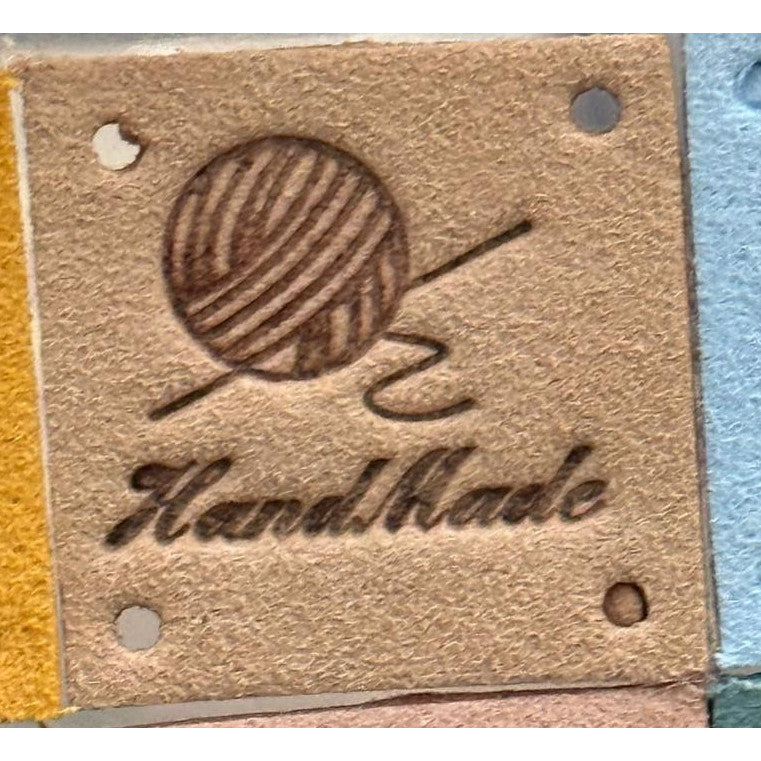5pcs Handmade Microfiber Label Tag Color Tag Square Size Tag 彩色标签handmade毛线球四孔麂皮绒超纤皮标
