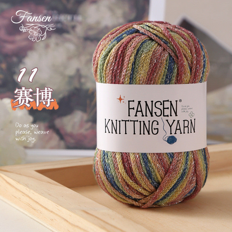 2.5mm Glitter Gradient Yarn | Graffiti Style Hollow Cotton Crochet Yarn | Benang Kait | Bag Crochet Yarn