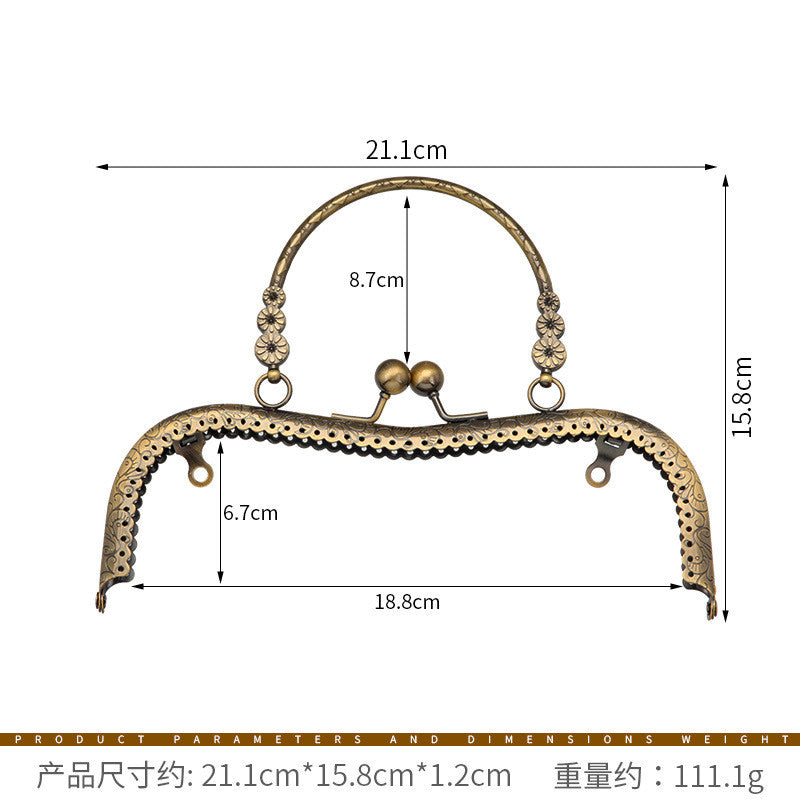 Embossed M-Shape Plum Blossom Metal Purse Frame DIY Handbag Hardware Clasp Lock | Kiss Lock Frame