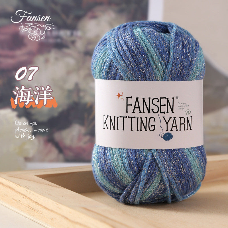 2.5mm Glitter Gradient Yarn | Graffiti Style Hollow Cotton Crochet Yarn | Benang Kait | Bag Crochet Yarn