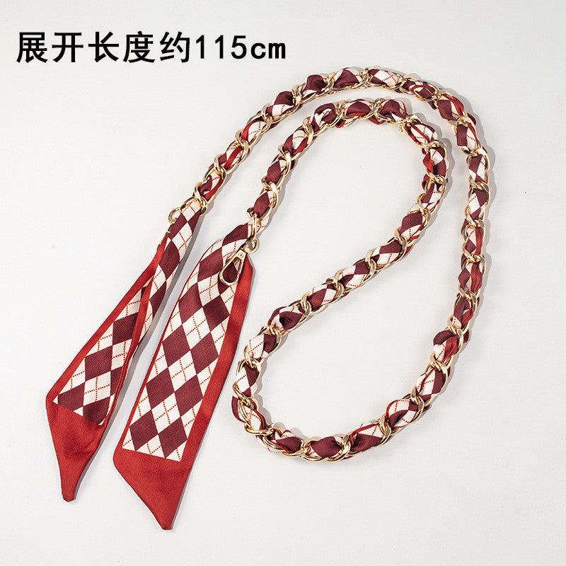 115cm Scarf Woven Bag Chain Strap | Decorative Shoulder Strap | Crossbody Replacement Chain | Sling Bag Tali/ Rantai Bag