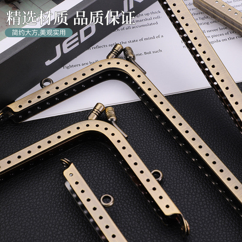 Antique Bronze Square L-Shape Metal Purse Frame | Kiss Lock | Purse Clasps | Accessories
