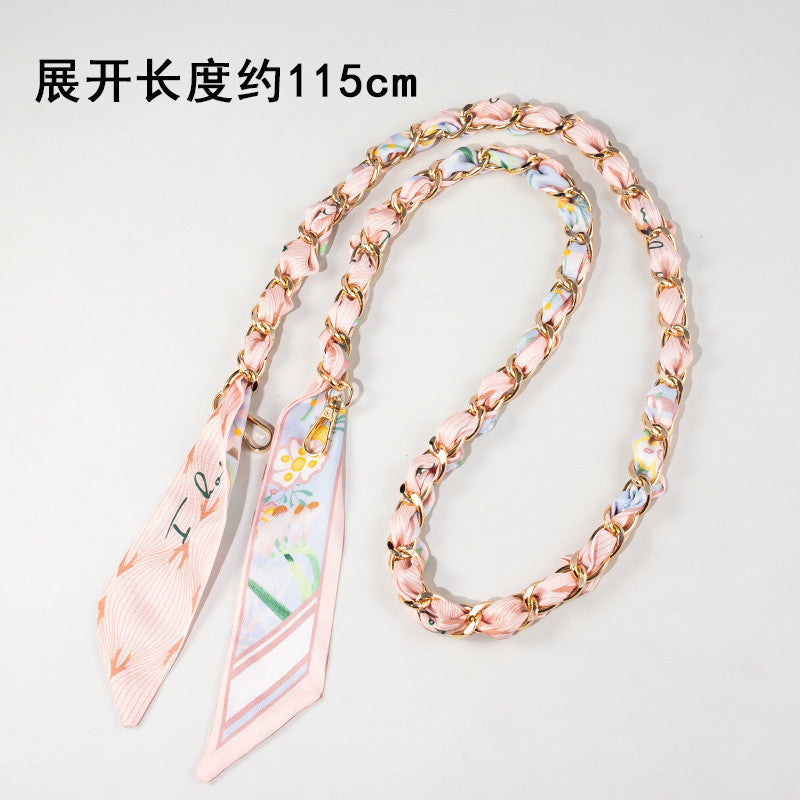 115cm Scarf Woven Bag Chain Strap | Decorative Shoulder Strap | Crossbody Replacement Chain | Sling Bag Tali/ Rantai Bag