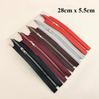 28cm PU Leather Zipper for crochet Bag- Woven Bag Hardware Sewing PU Leather Zipper
