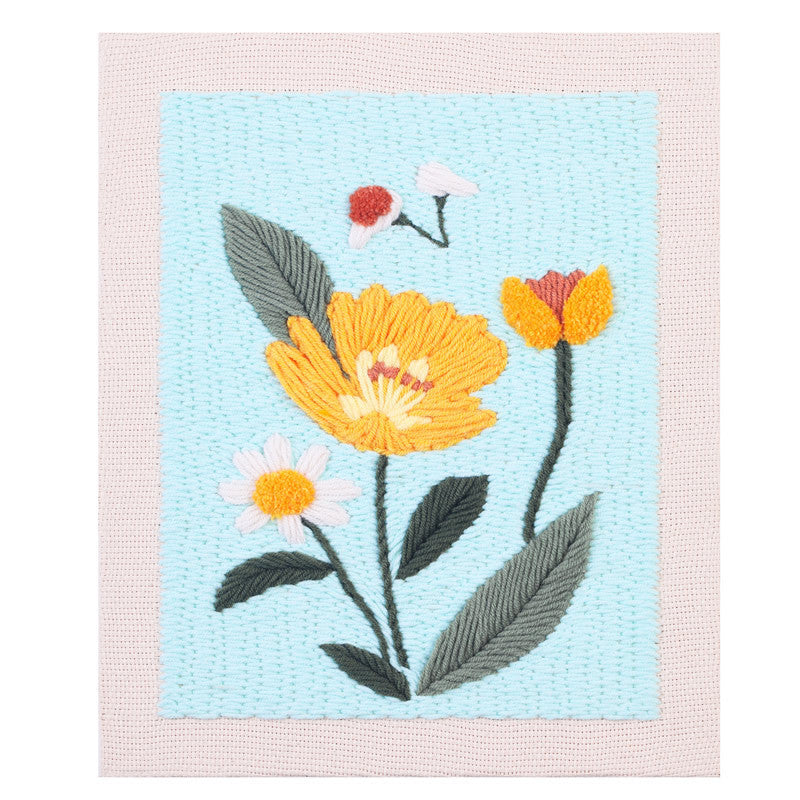 Punch Needle Embroidery Kit with Hoop & Tool | DIY Rug Punch Kit Flower Pattern | Russian Poke Needle Set