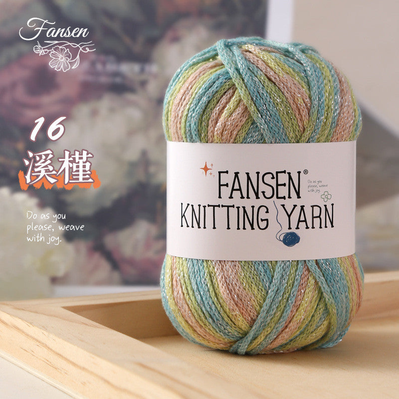 2.5mm Glitter Gradient Yarn | Graffiti Style Hollow Cotton Crochet Yarn | Benang Kait | Bag Crochet Yarn