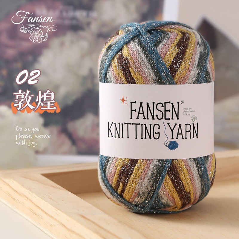2.5mm Glitter Gradient Yarn | Graffiti Style Hollow Cotton Crochet Yarn | Benang Kait | Bag Crochet Yarn