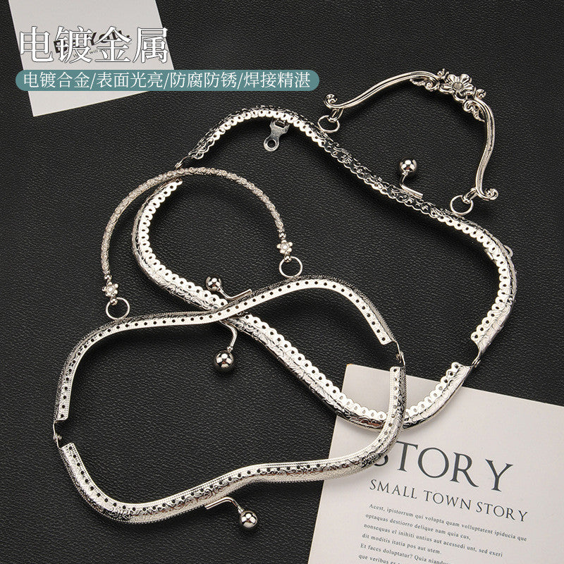 Embossed M-Shape Plum Blossom Metal Purse Frame DIY Handbag Hardware Clasp Lock | Kiss Lock Frame