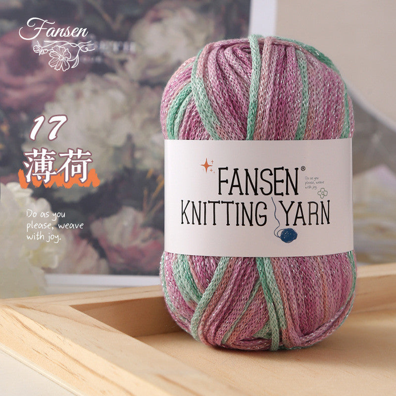 2.5mm Glitter Gradient Yarn | Graffiti Style Hollow Cotton Crochet Yarn | Benang Kait | Bag Crochet Yarn