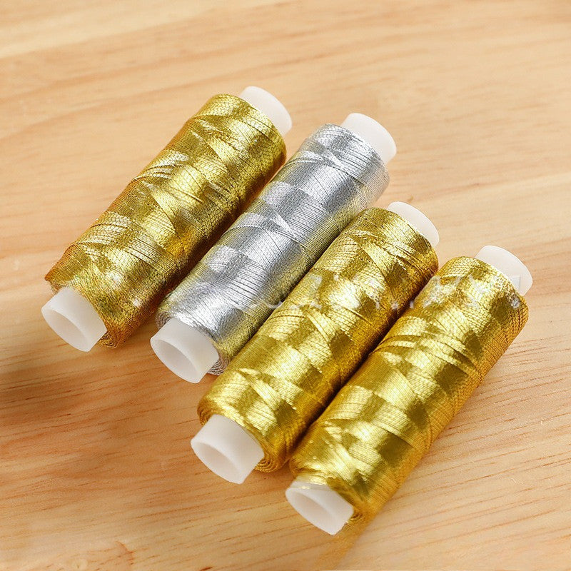 DIY Metallic Gold Silver Sewing Thread | Embroidery Thread for Quilting Hand Sewing Craft | Benang Sulam Emas