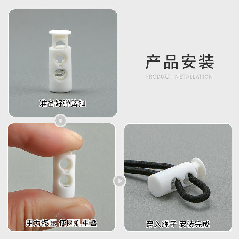 5pcs-Plastic Spring Cord Lock Stopper – Single Hole / Double Hole Drawstring Toggle – Nose Cord Lock for Bags & Clothing
